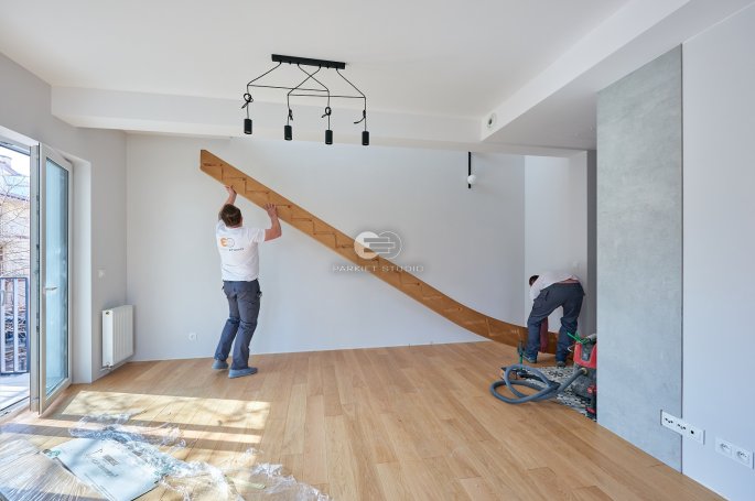 Installation of wooden stairs