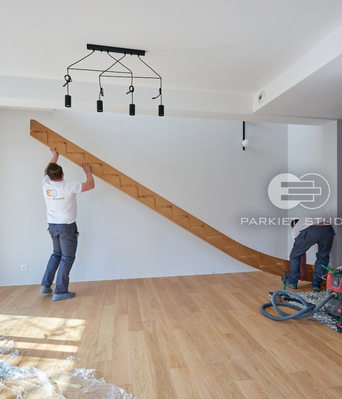 Installation of wooden stairs